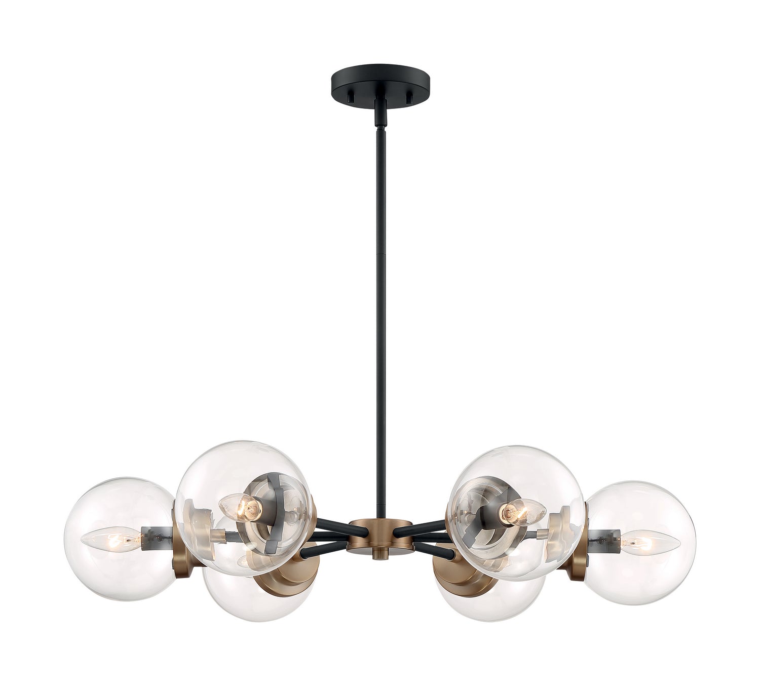 Nuvo Lighting - 60-7126 - Six Light Chandelier - Axis - Matte Black / Brass