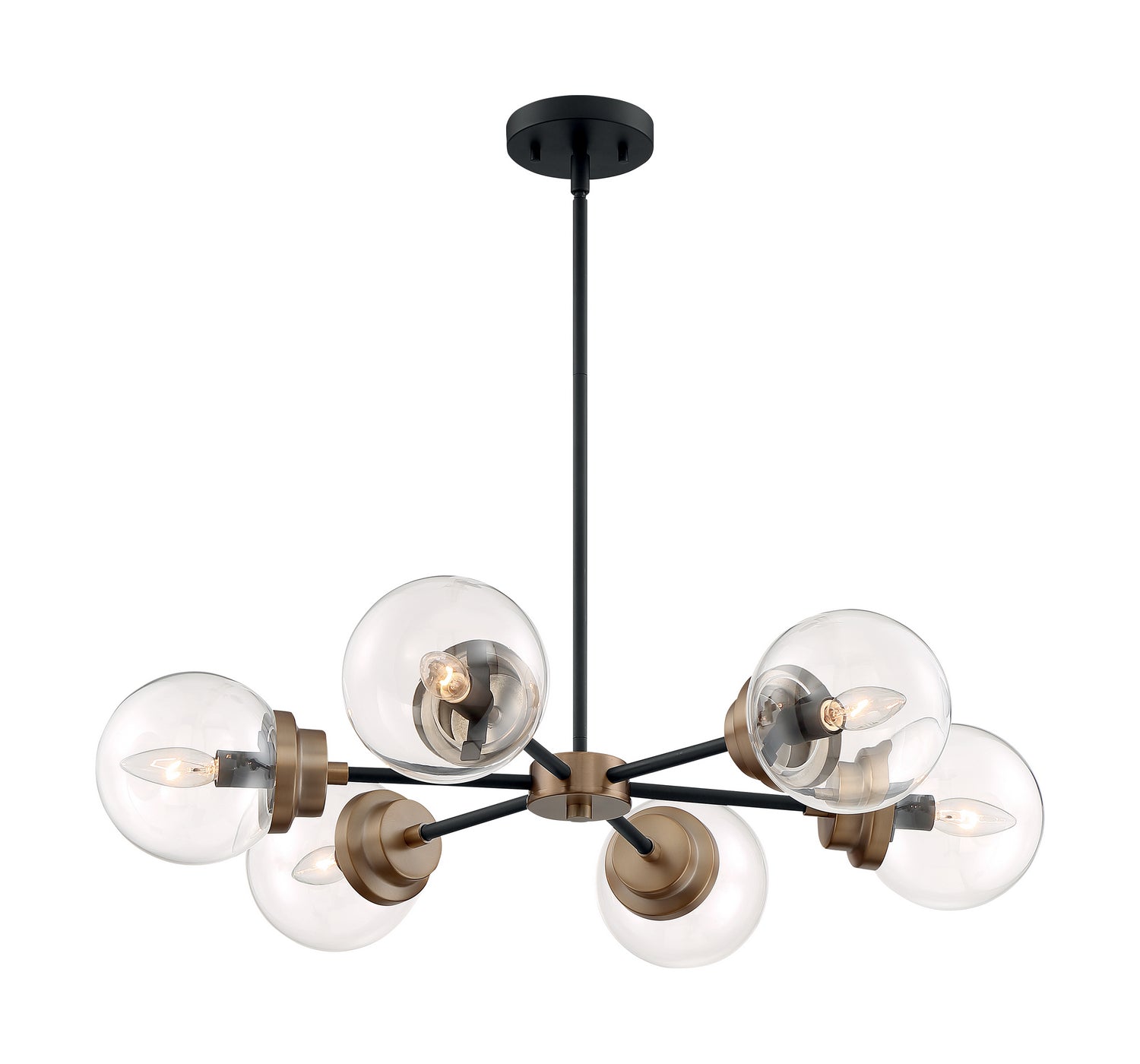 Nuvo Lighting - 60-7126 - Six Light Chandelier - Axis - Matte Black / Brass