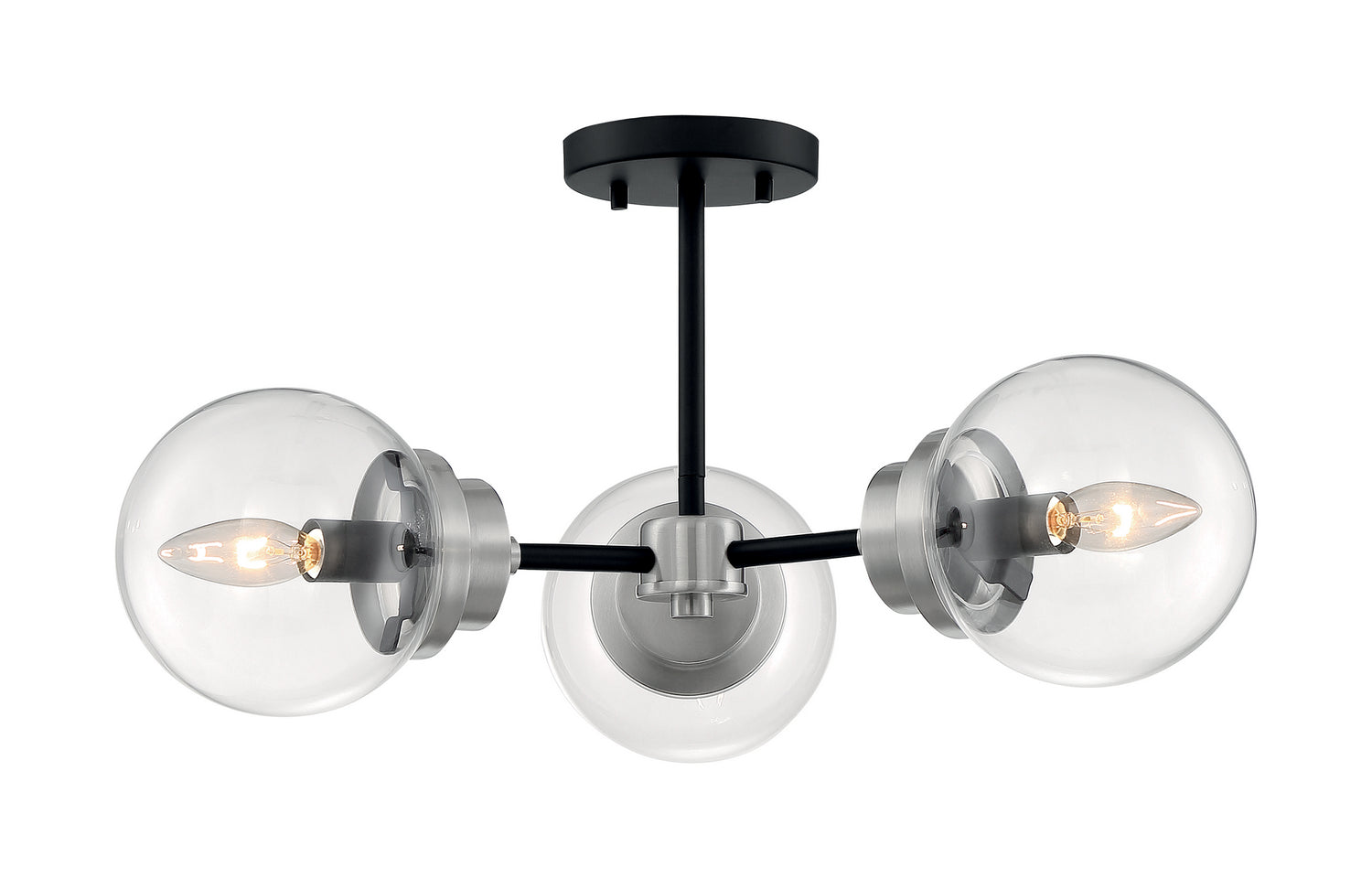 Nuvo Lighting - 60-7133 - Three Light Semi Flush Mount - Axis - Matte Black / Brushed Nickel