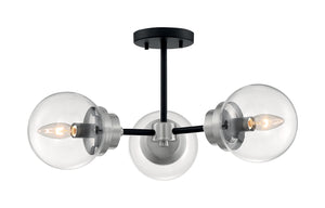 Nuvo Lighting - 60-7133 - Three Light Semi Flush Mount - Axis - Matte Black / Brushed Nickel