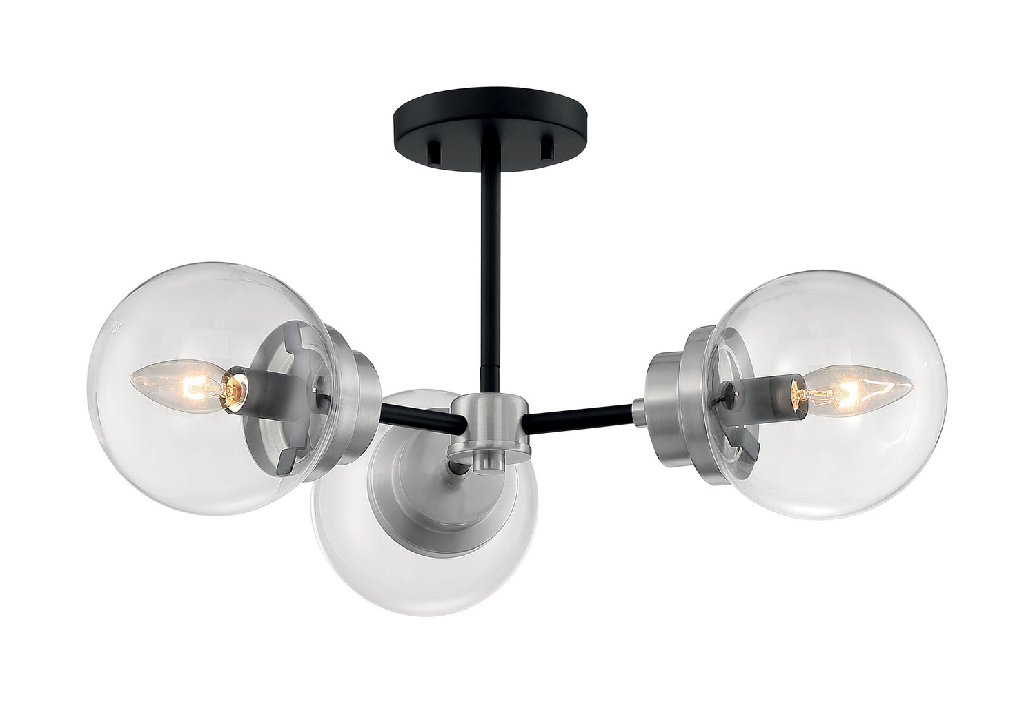 Nuvo Lighting - 60-7133 - Three Light Semi Flush Mount - Axis - Matte Black / Brushed Nickel