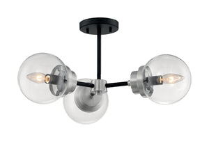 Nuvo Lighting - 60-7133 - Three Light Semi Flush Mount - Axis - Matte Black / Brushed Nickel
