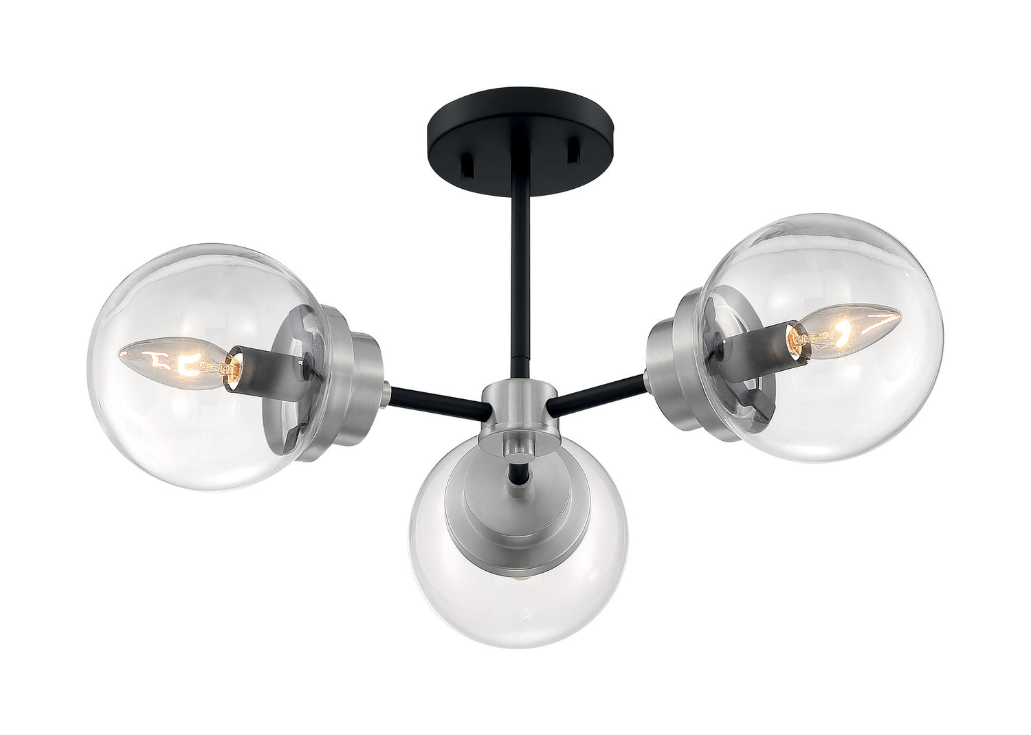 Nuvo Lighting - 60-7133 - Three Light Semi Flush Mount - Axis - Matte Black / Brushed Nickel