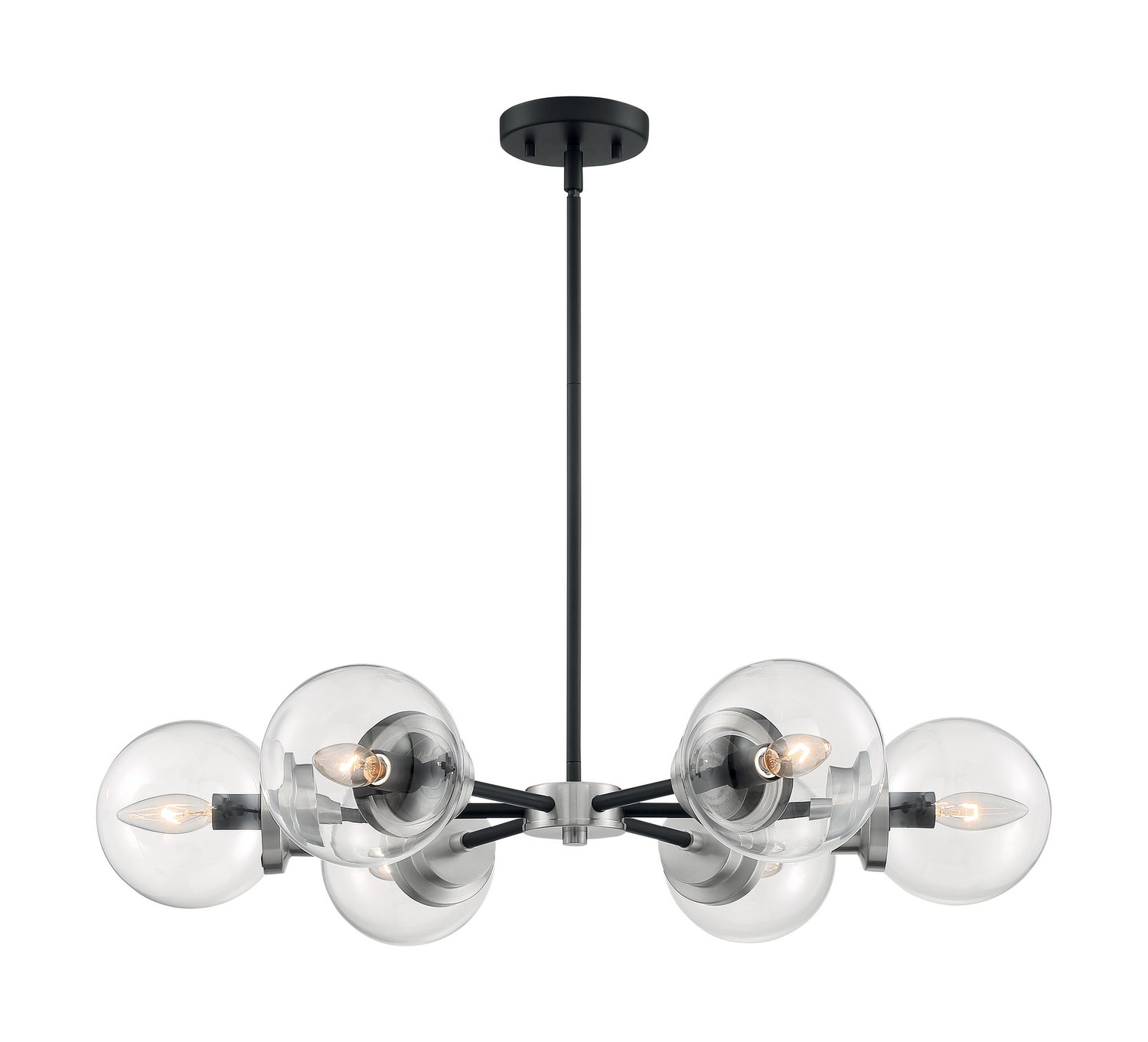 Nuvo Lighting - 60-7136 - Six Light Chandelier - Axis - Matte Black / Brushed Nickel Accents