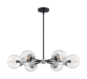 Nuvo Lighting - 60-7136 - Six Light Chandelier - Axis - Matte Black / Brushed Nickel Accents