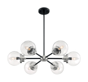 Nuvo Lighting - 60-7136 - Six Light Chandelier - Axis - Matte Black / Brushed Nickel Accents