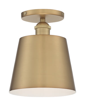 Nuvo Lighting - 60-7321 - One Light Semi Flush Mount - Motif - Brushed Brass / White Accents