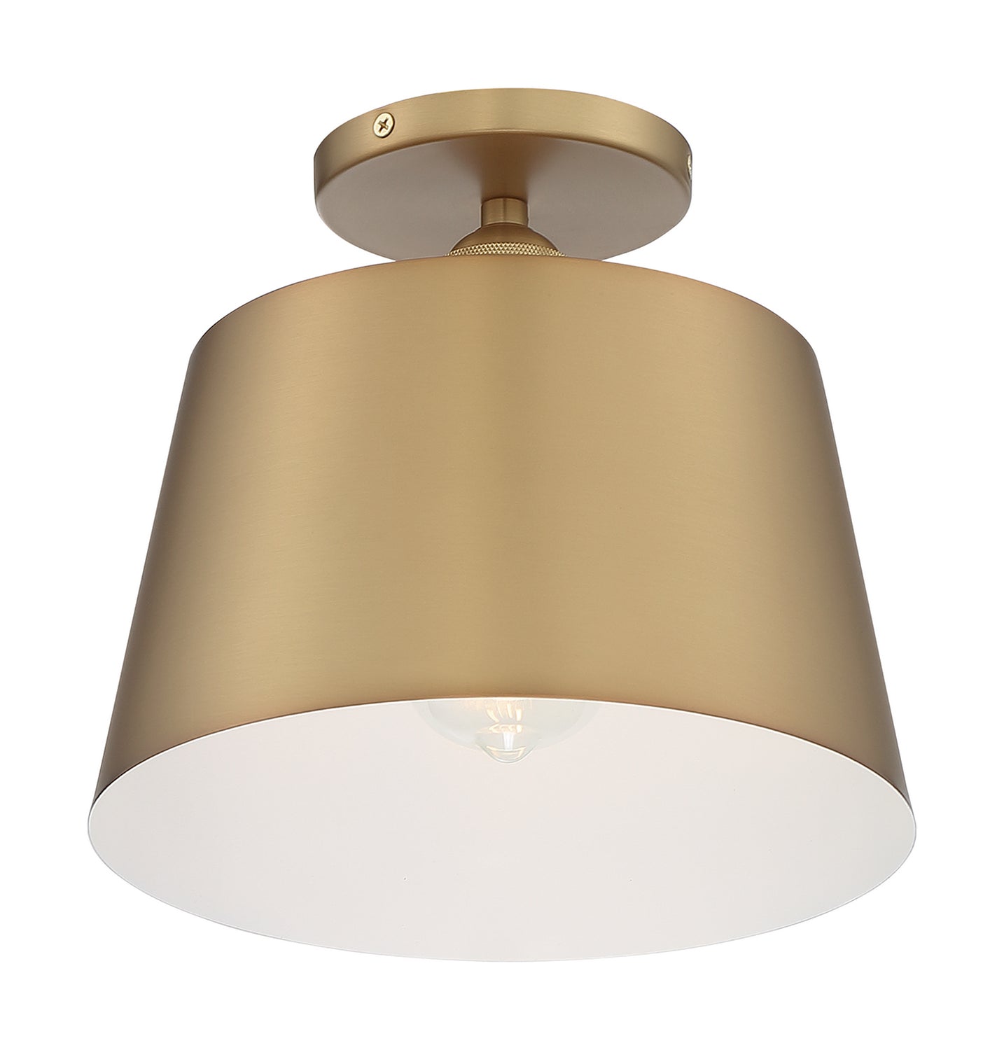 Nuvo Lighting - 60-7322 - One Light Semi Flush Mount - Motif - Brushed Brass / White
