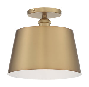 Nuvo Lighting - 60-7322 - One Light Semi Flush Mount - Motif - Brushed Brass / White