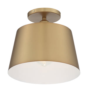 Nuvo Lighting - 60-7322 - One Light Semi Flush Mount - Motif - Brushed Brass / White