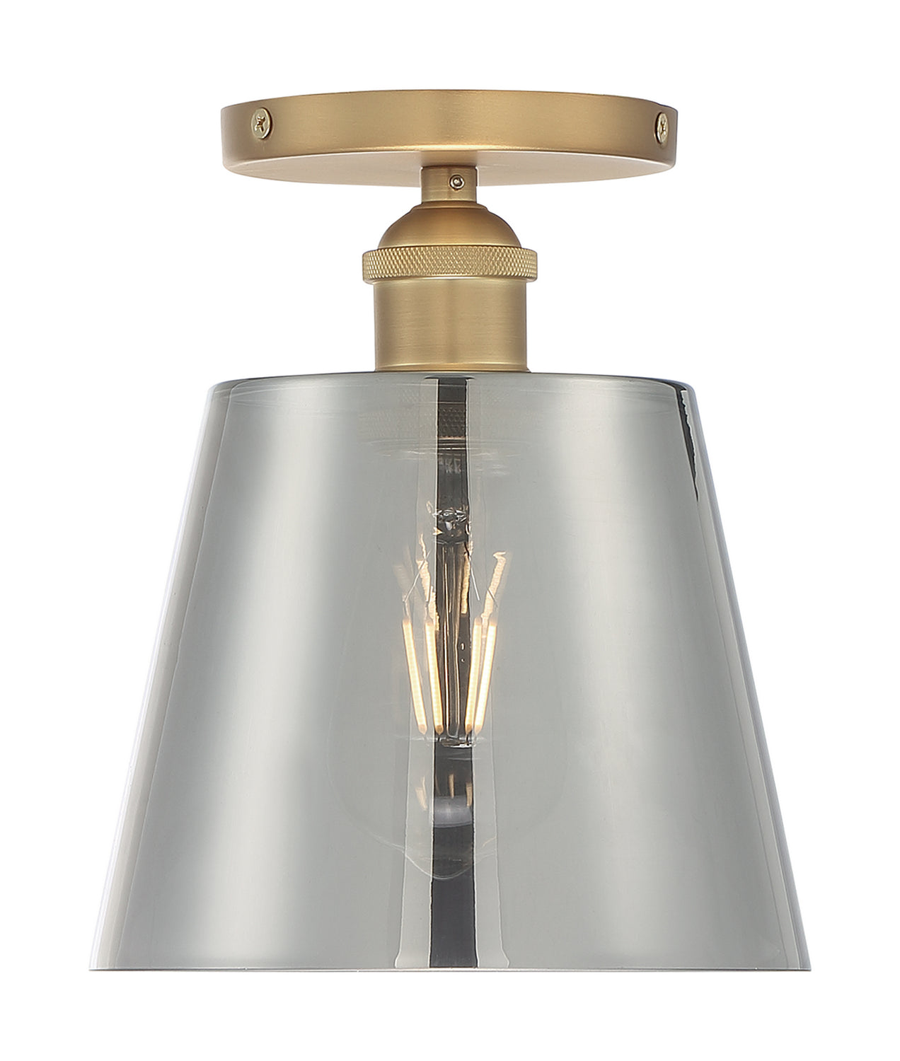 Nuvo Lighting - 60-7323 - One Light Semi Flush Mount - Motif - Brushed Brass / Smoked Glass