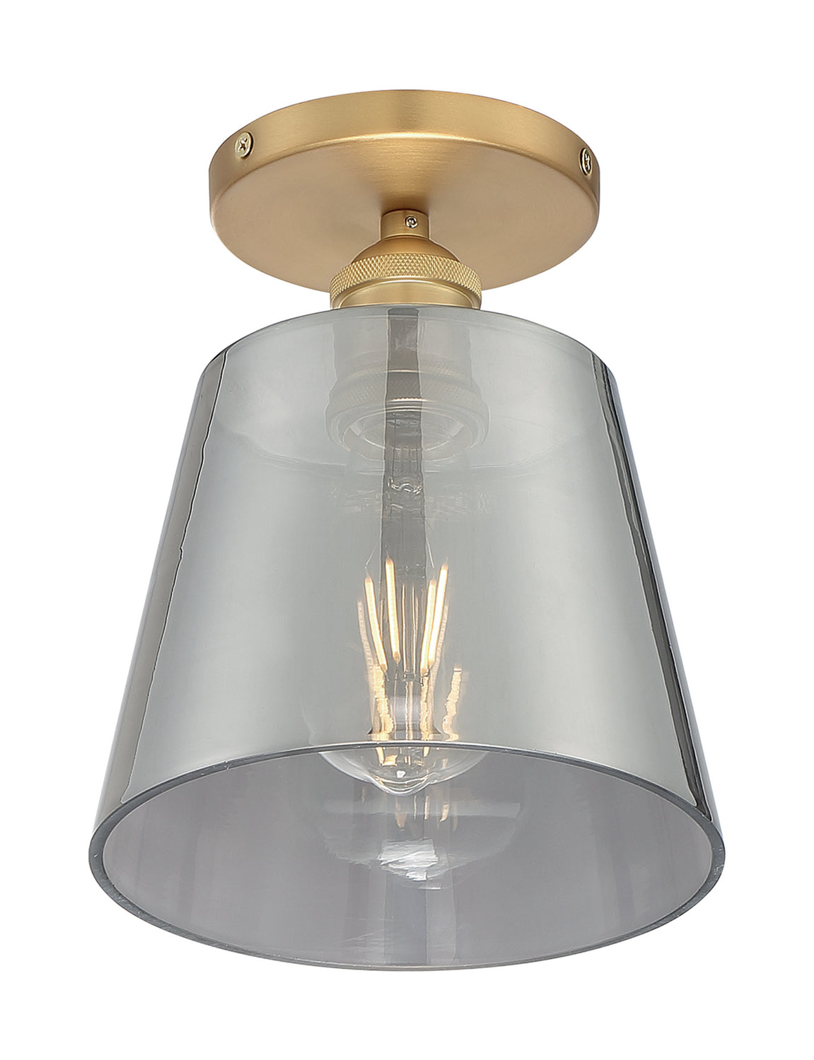 Nuvo Lighting - 60-7323 - One Light Semi Flush Mount - Motif - Brushed Brass / Smoked Glass