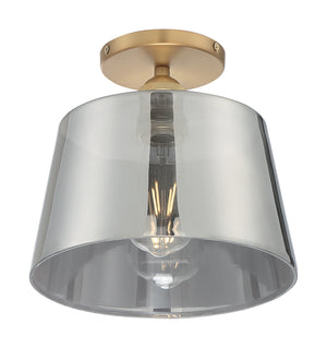 Nuvo Lighting - 60-7324 - One Light Semi Flush Mount - Motif - Brushed Brass / Smoked Glass