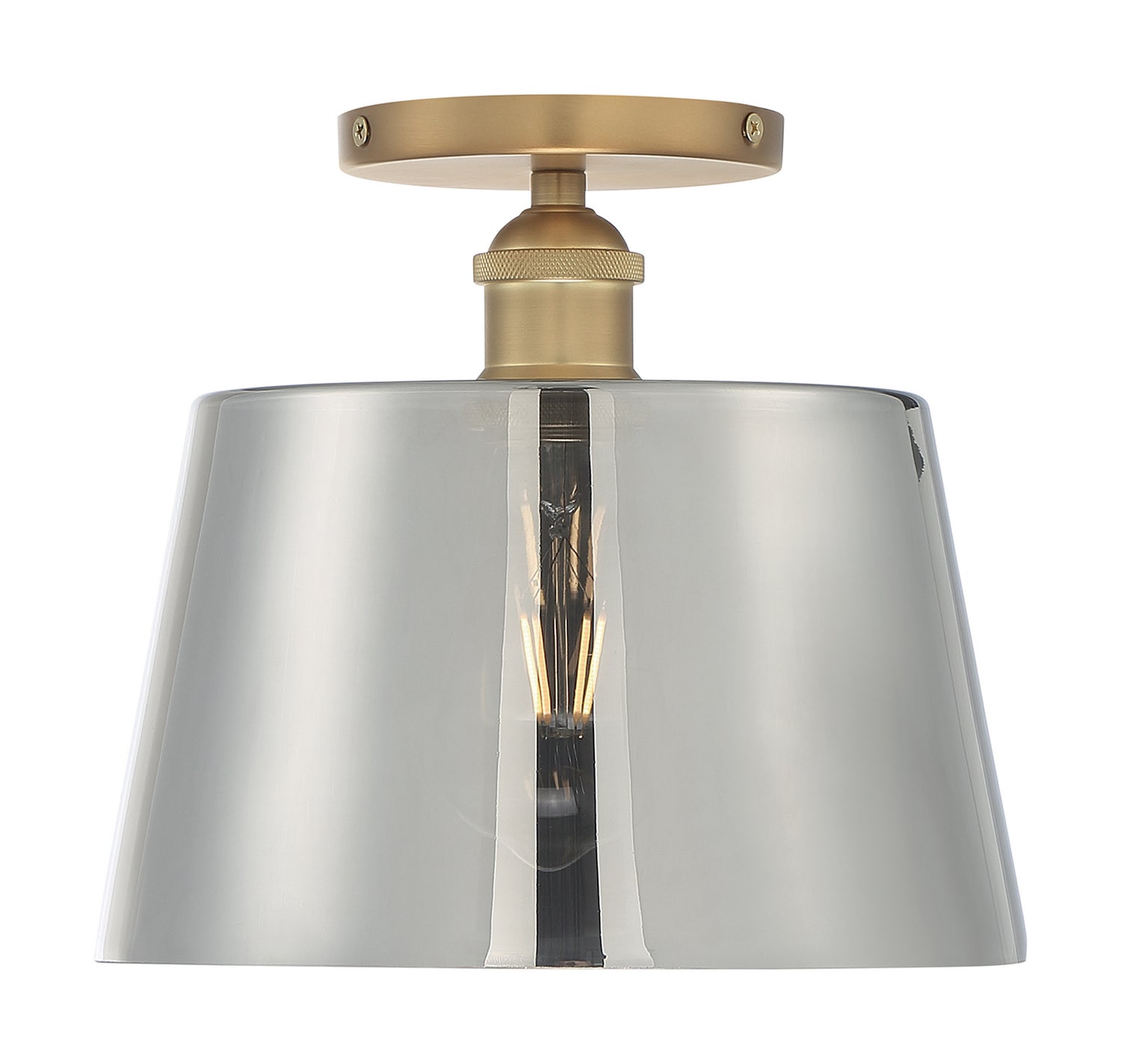 Nuvo Lighting - 60-7324 - One Light Semi Flush Mount - Motif - Brushed Brass / Smoked Glass