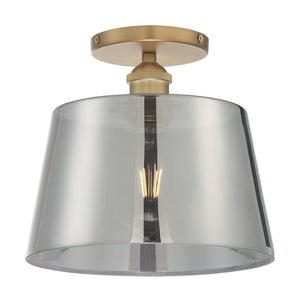 Nuvo Lighting - 60-7324 - One Light Semi Flush Mount - Motif - Brushed Brass / Smoked Glass