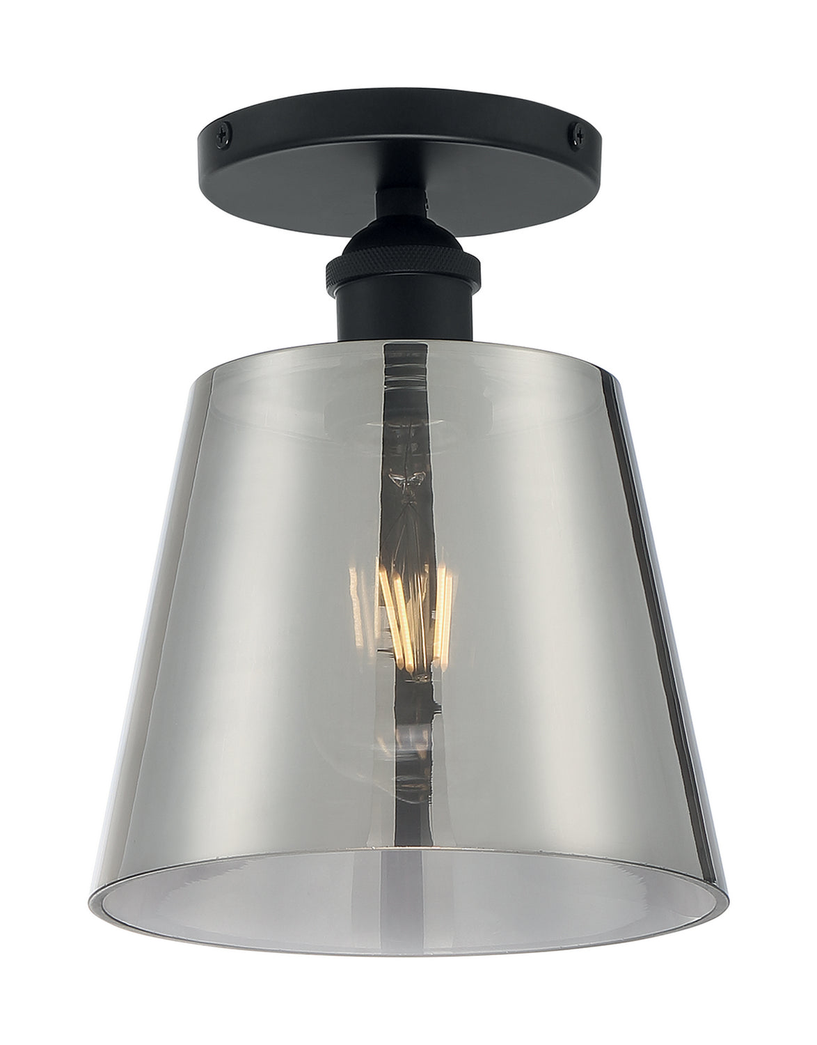 Nuvo Lighting - 60-7333 - One Light Semi Flush Mount - Motif - Black / Smoked Glass