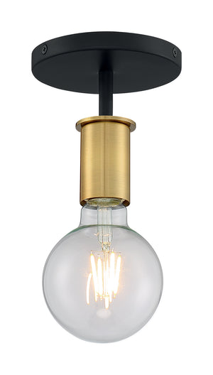 Nuvo Lighting - 60-7343 - One Light Semi Flush Mount - Ryder - Black / Brushed Brass