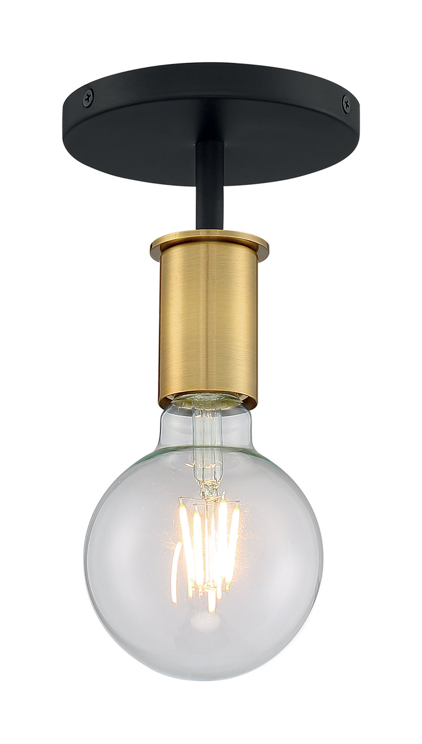 Nuvo Lighting - 60-7343 - One Light Semi Flush Mount - Ryder - Black / Brushed Brass
