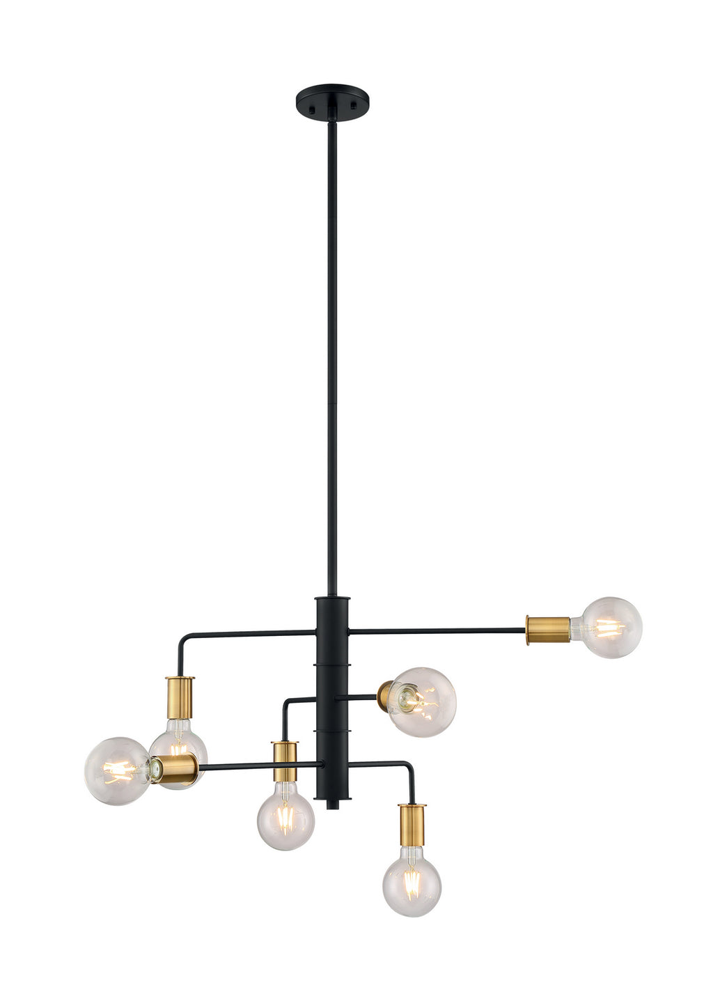 Nuvo Lighting - 60-7344 - Six Light Chandelier - Ryder - Black / Brushed Brass