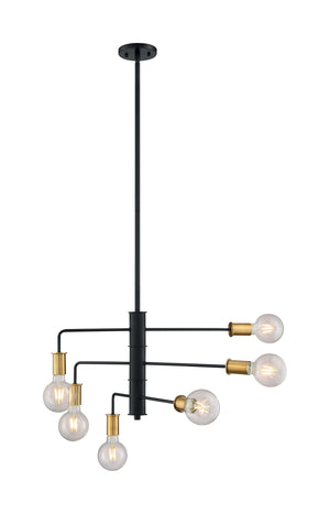 Nuvo Lighting - 60-7344 - Six Light Chandelier - Ryder - Black / Brushed Brass