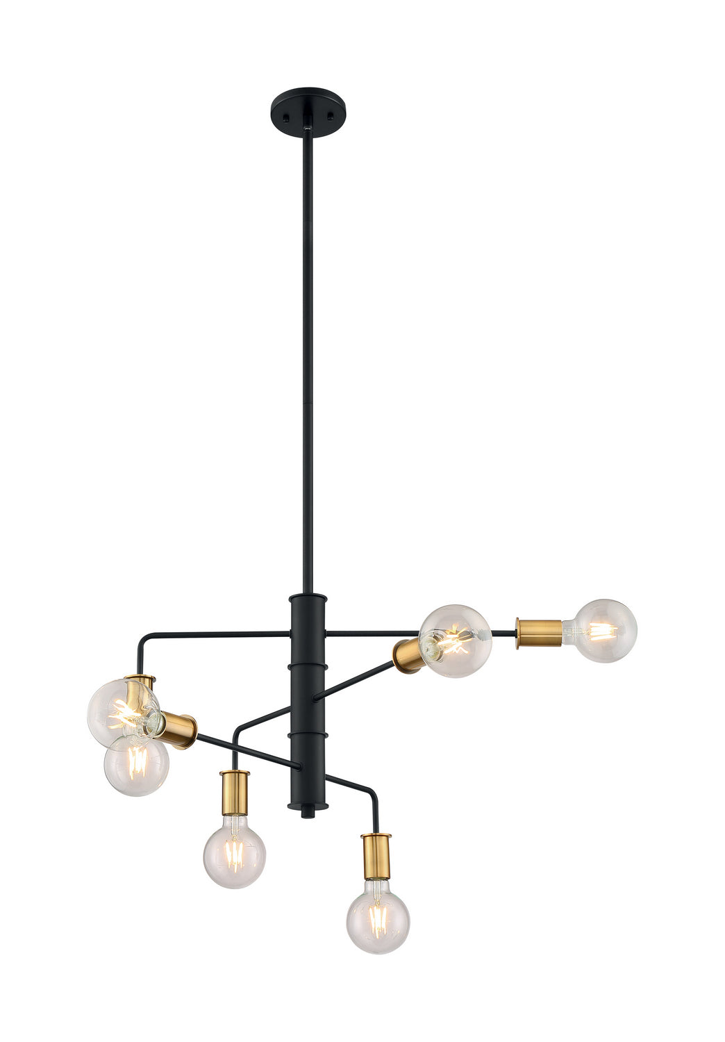 Nuvo Lighting - 60-7344 - Six Light Chandelier - Ryder - Black / Brushed Brass