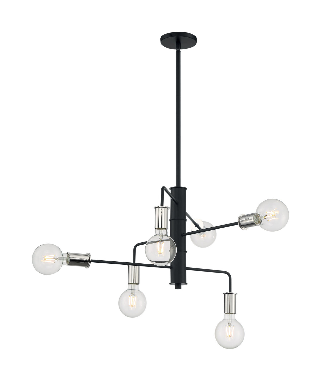 Nuvo Lighting - 60-7354 - Six Light Chandelier - Ryder - Black / Polished Nickel