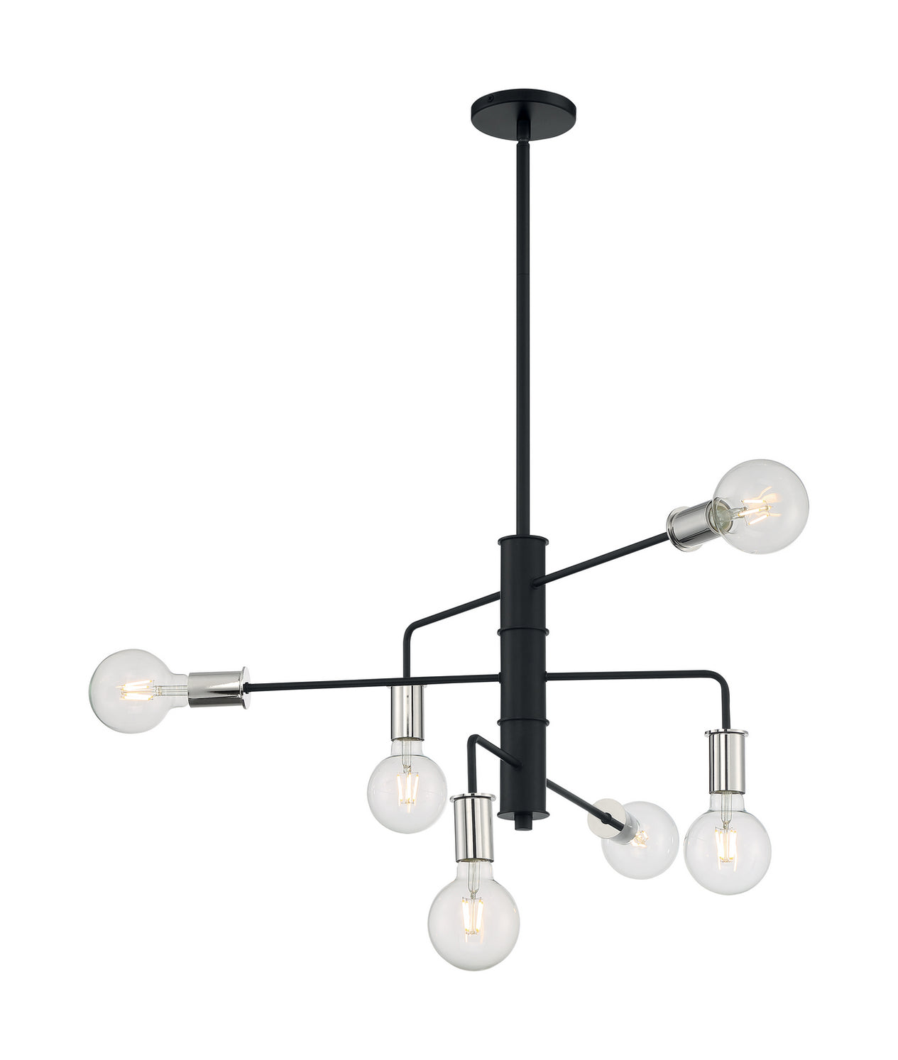 Nuvo Lighting - 60-7354 - Six Light Chandelier - Ryder - Black / Polished Nickel