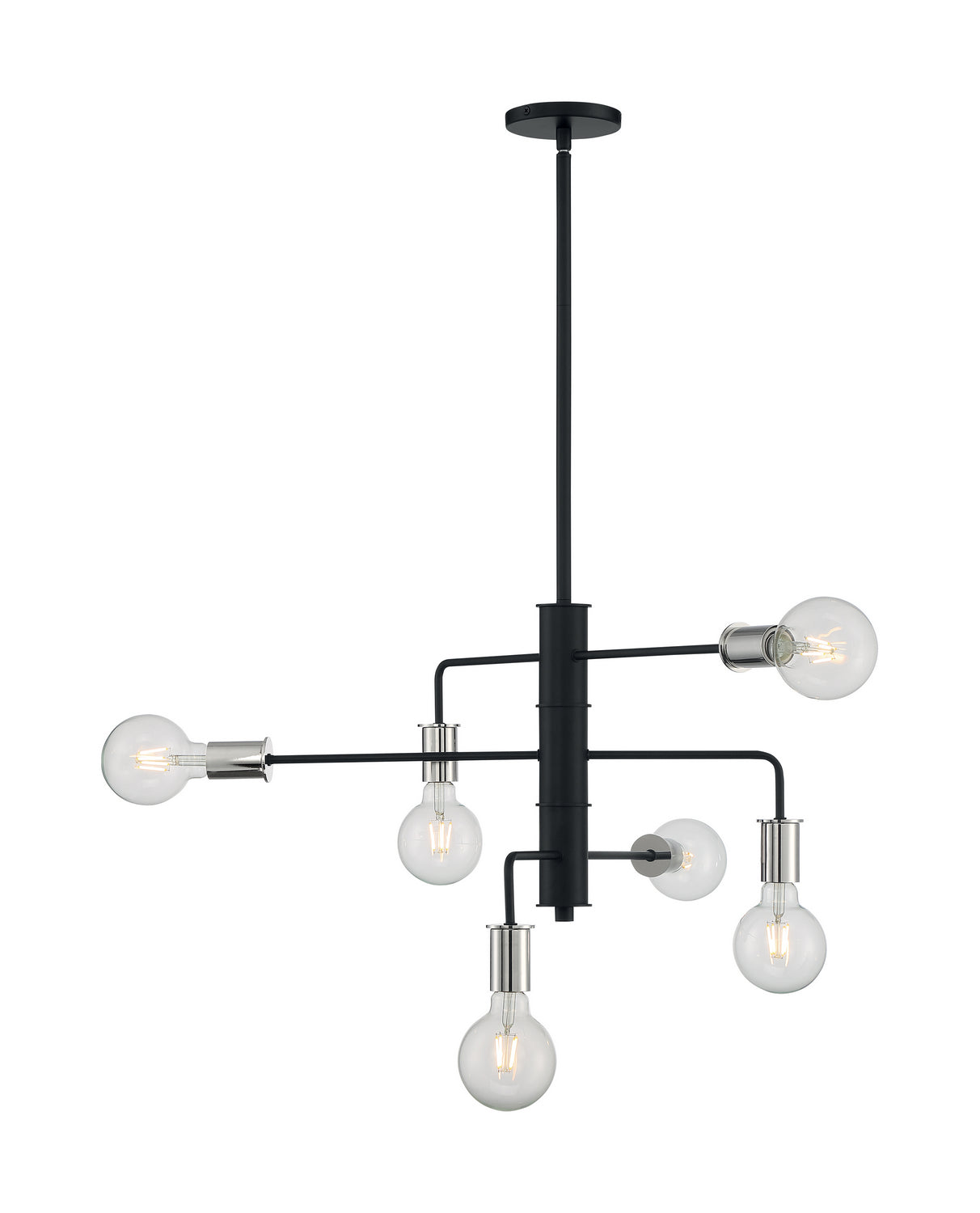 Nuvo Lighting - 60-7354 - Six Light Chandelier - Ryder - Black / Polished Nickel