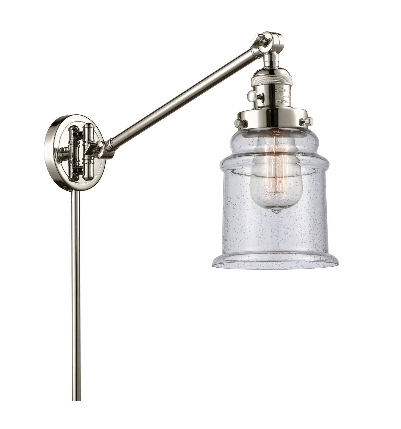 Innovations - 237-PN-G184 - One Light Swing Arm Lamp - Franklin Restoration - Polished Nickel