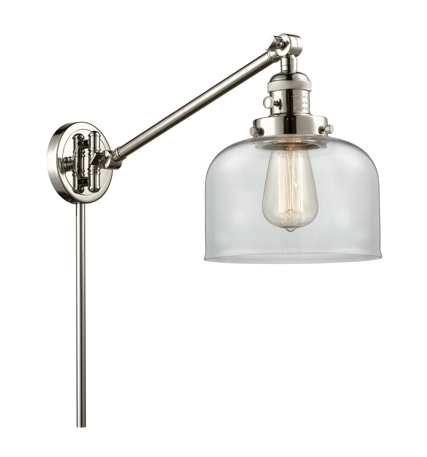 Innovations - 237-PN-G72 - One Light Swing Arm Lamp - Franklin Restoration - Polished Nickel