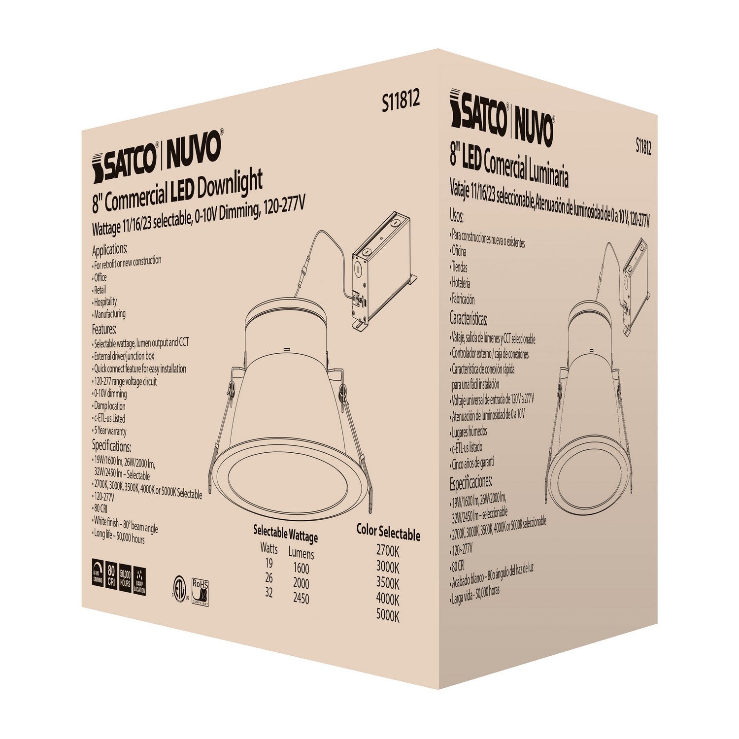 Satco - S11812 - LED Downlight - White