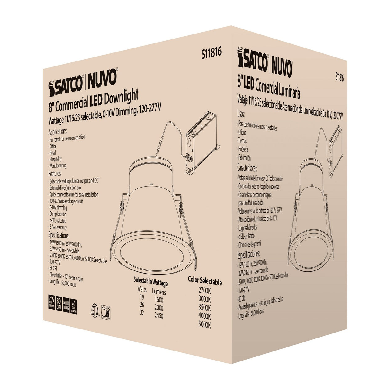 Satco - S11816 - LED Downlight - Silver