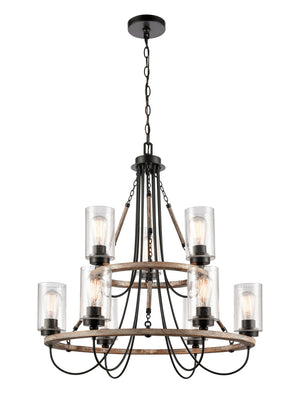 Innovations - 442-9CR-BK-SDY - Nine Light Chandelier - Matte Black