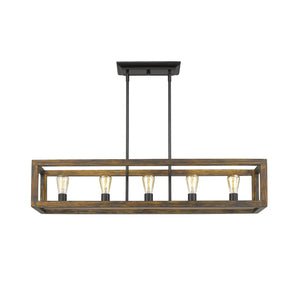 Golden - 0270-LP BLK - Five Light Linear Pendant - Sutton - Matte Black