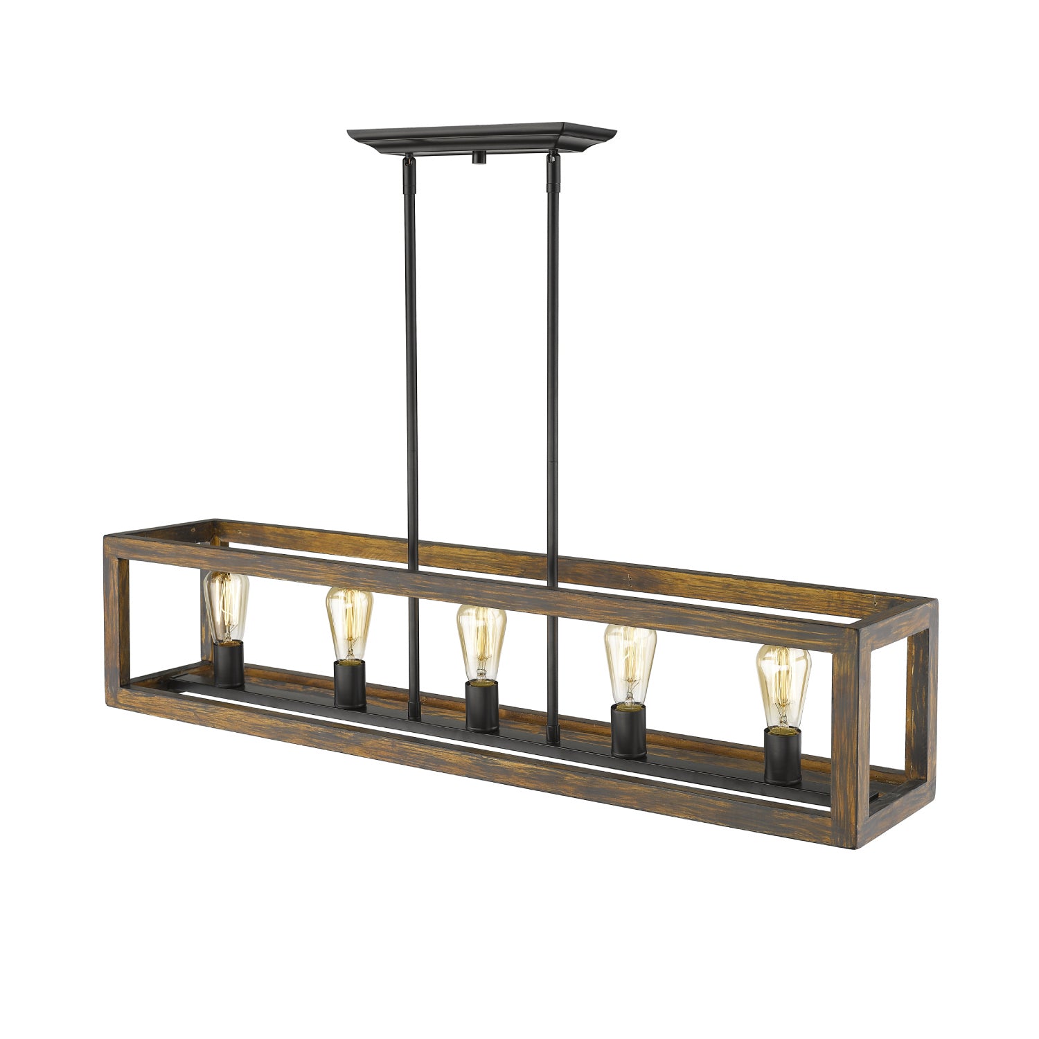 Golden - 0270-LP BLK - Five Light Linear Pendant - Sutton - Matte Black