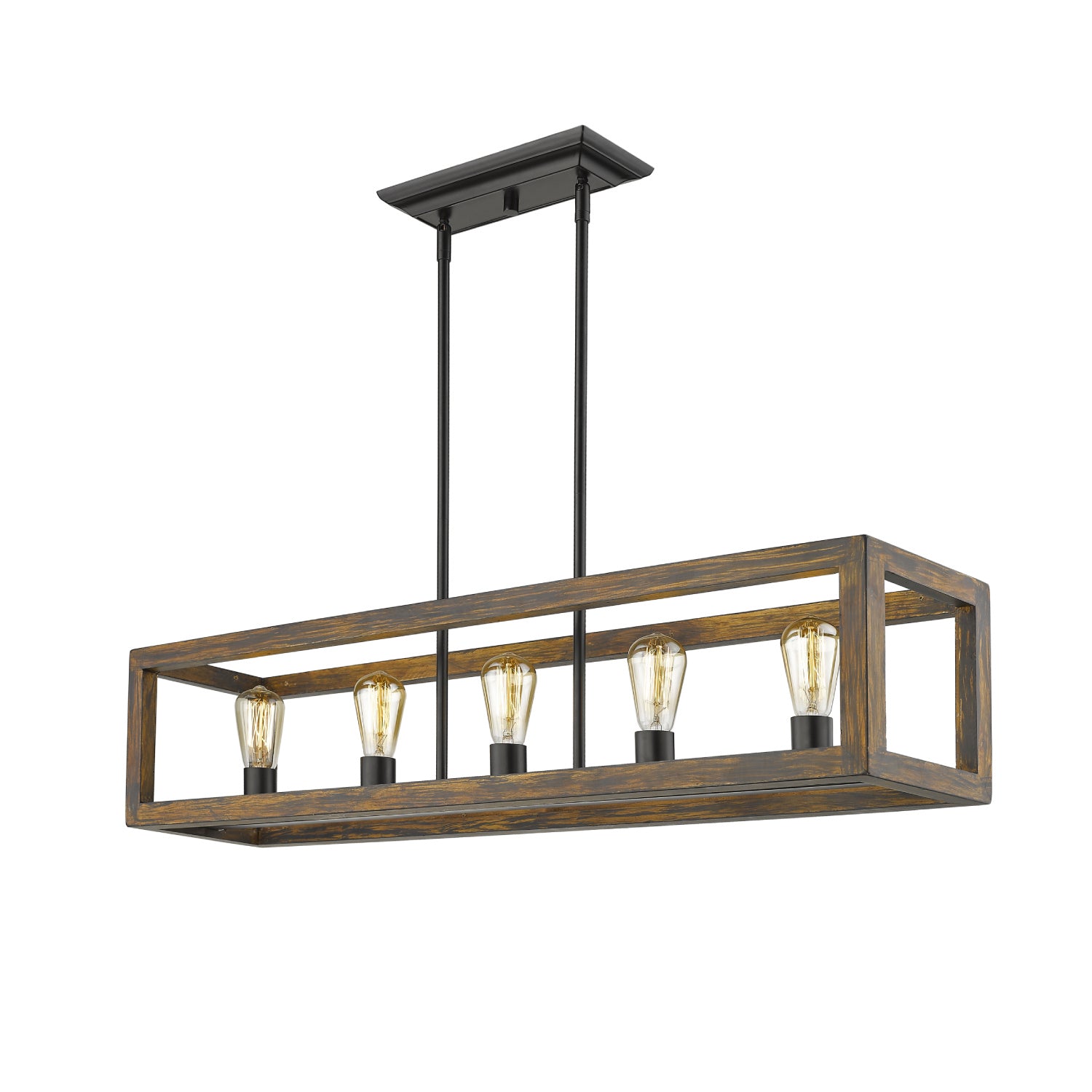 Golden - 0270-LP BLK - Five Light Linear Pendant - Sutton - Matte Black