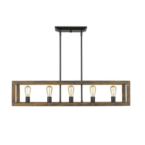 Golden - 0270-LP BLK - Five Light Linear Pendant - Sutton - Matte Black