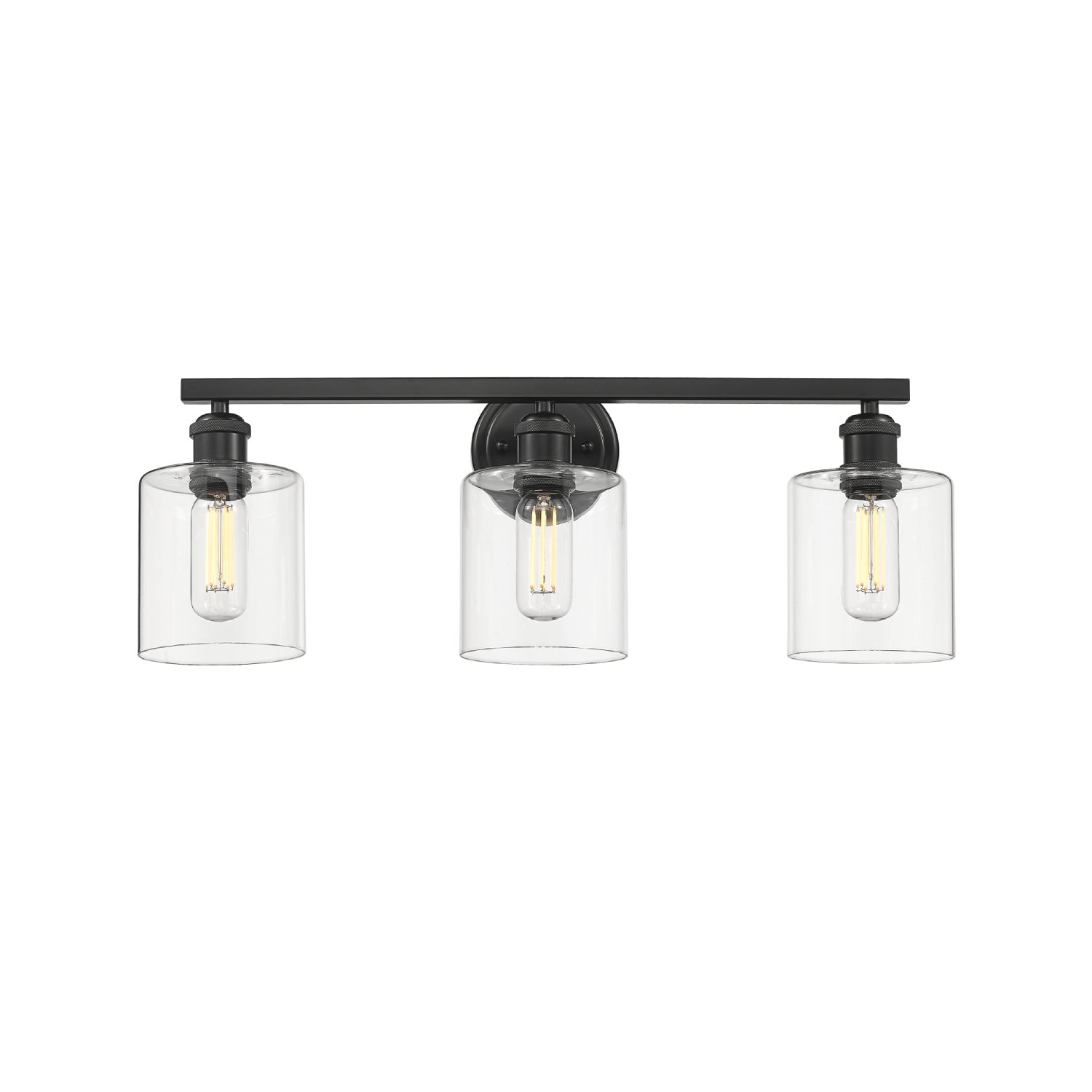 Golden - 0306-BA3 BLK-CLR - Three Light Bath Vanity - Fisher - Matte Black