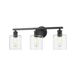 Golden - 0306-BA3 BLK-CLR - Three Light Bath Vanity - Fisher - Matte Black