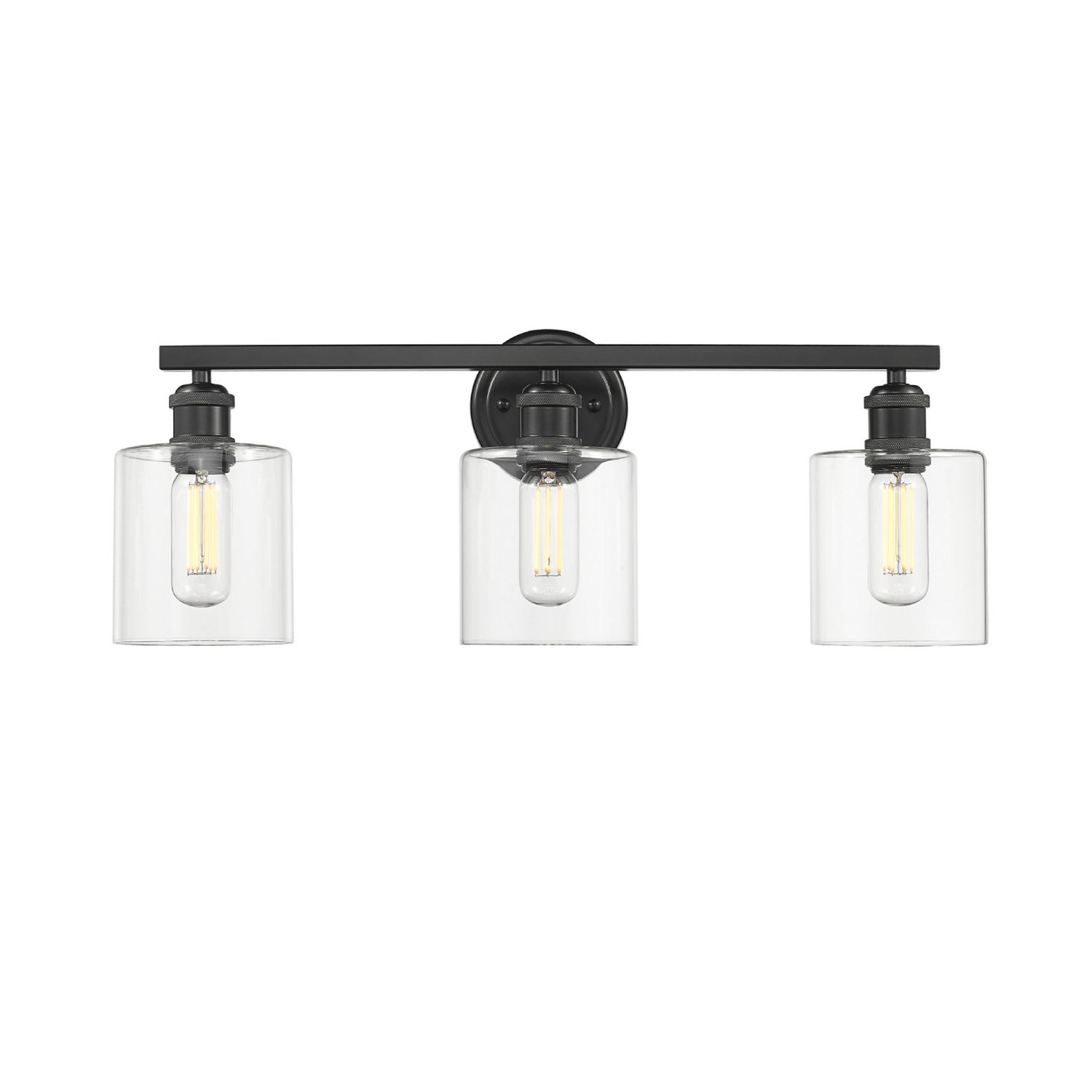 Golden - 0306-BA3 BLK-CLR - Three Light Bath Vanity - Fisher - Matte Black