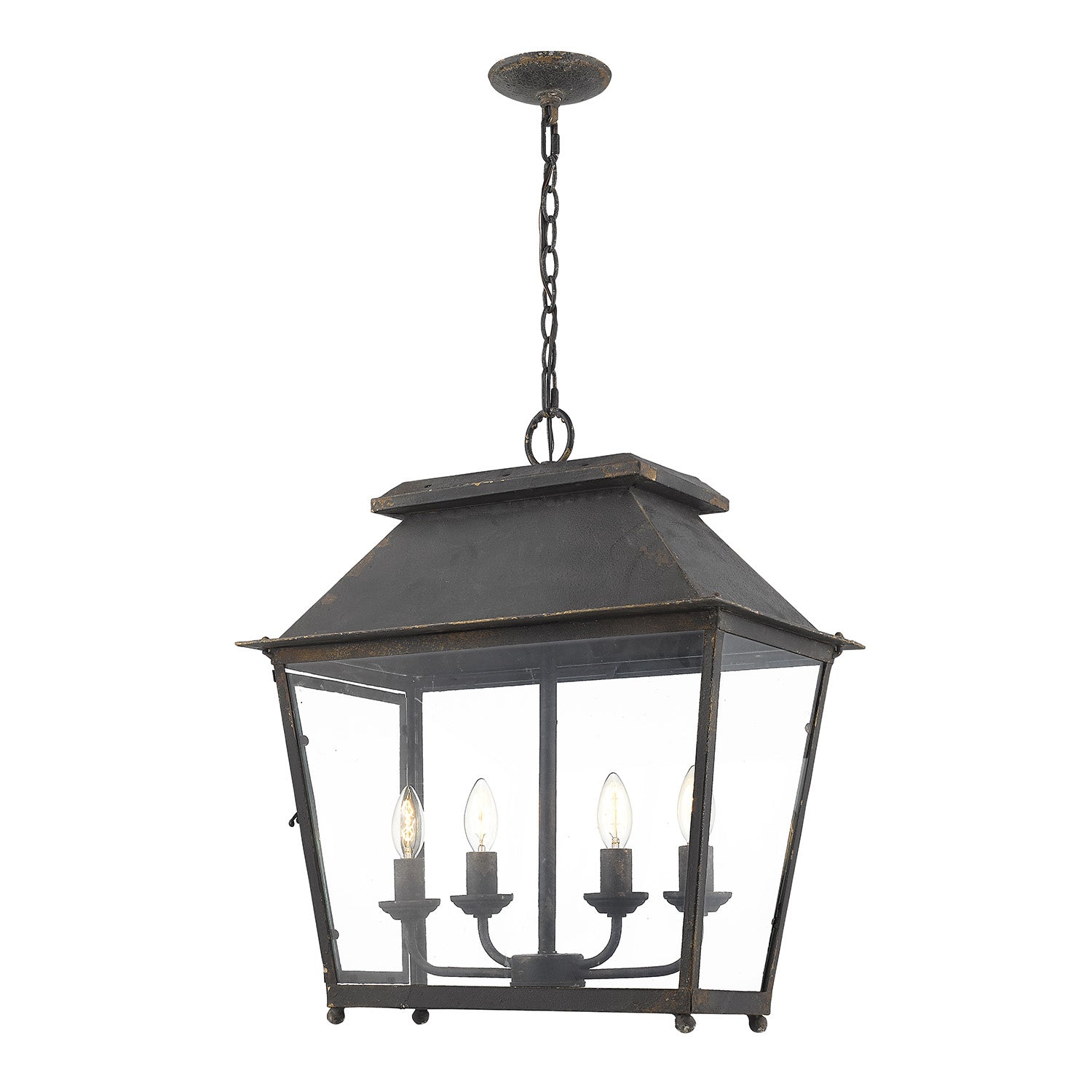 Golden - 0804-4P ABI - Four Light Pendant - Abingdon - Antique Black Iron