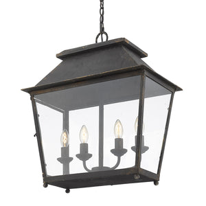 Golden - 0804-4P ABI - Four Light Pendant - Abingdon - Antique Black Iron