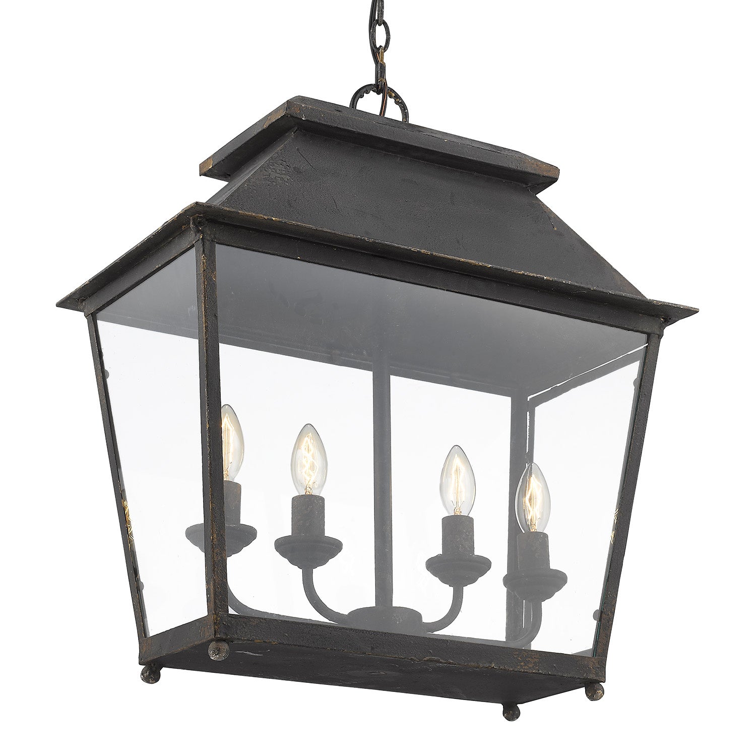 Golden - 0804-4P ABI - Four Light Pendant - Abingdon - Antique Black Iron