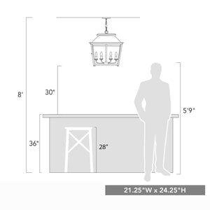 Golden - 0804-4P AI - Four Light Pendant - Abingdon - Antique Ivory