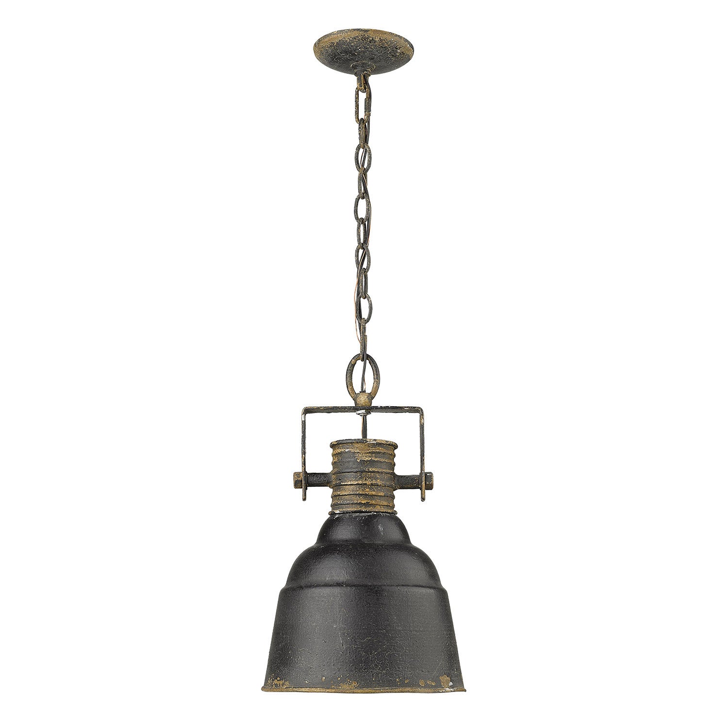 Golden - 0843-1P ABI - One Light Pendant - Quarry - Antique Black Iron