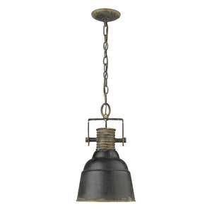 Golden - 0843-1P ABI - One Light Pendant - Quarry - Antique Black Iron