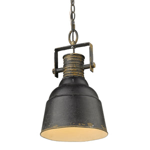 Golden - 0843-1P ABI - One Light Pendant - Quarry - Antique Black Iron