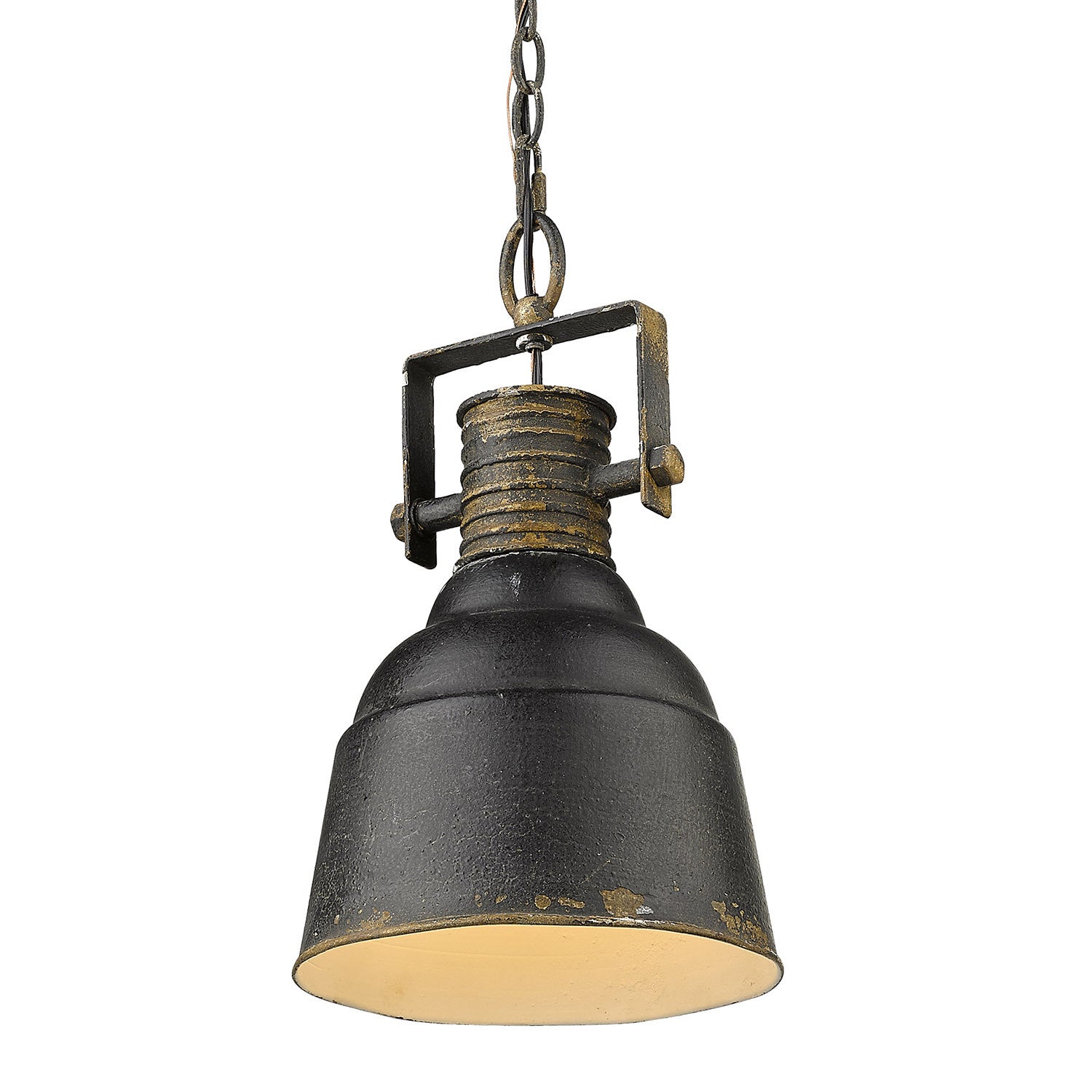 Golden - 0843-1P ABI - One Light Pendant - Quarry - Antique Black Iron