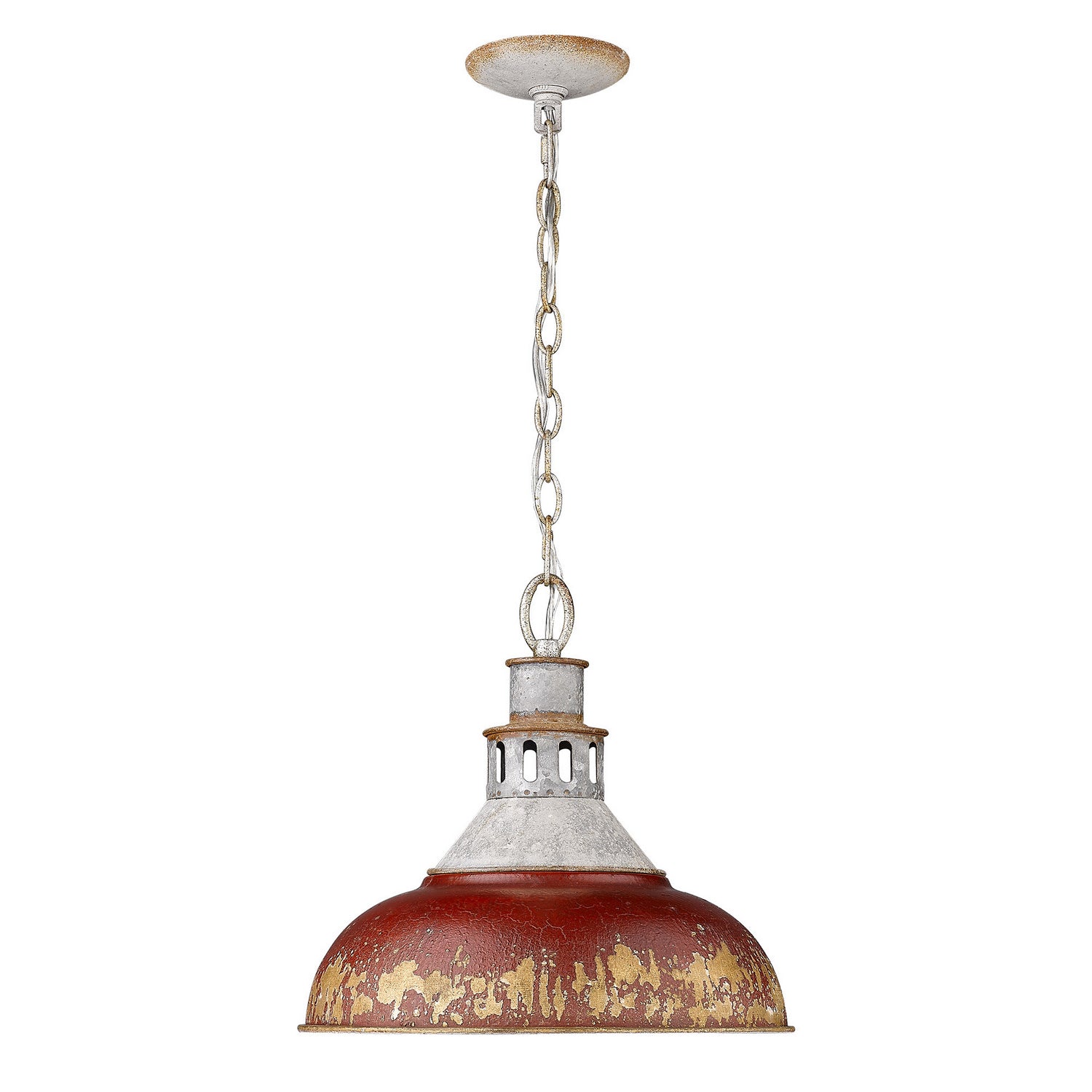 Golden - 0865-L AGV-RED - One Light Pendant - Kinsley - Aged Galvanized Steel