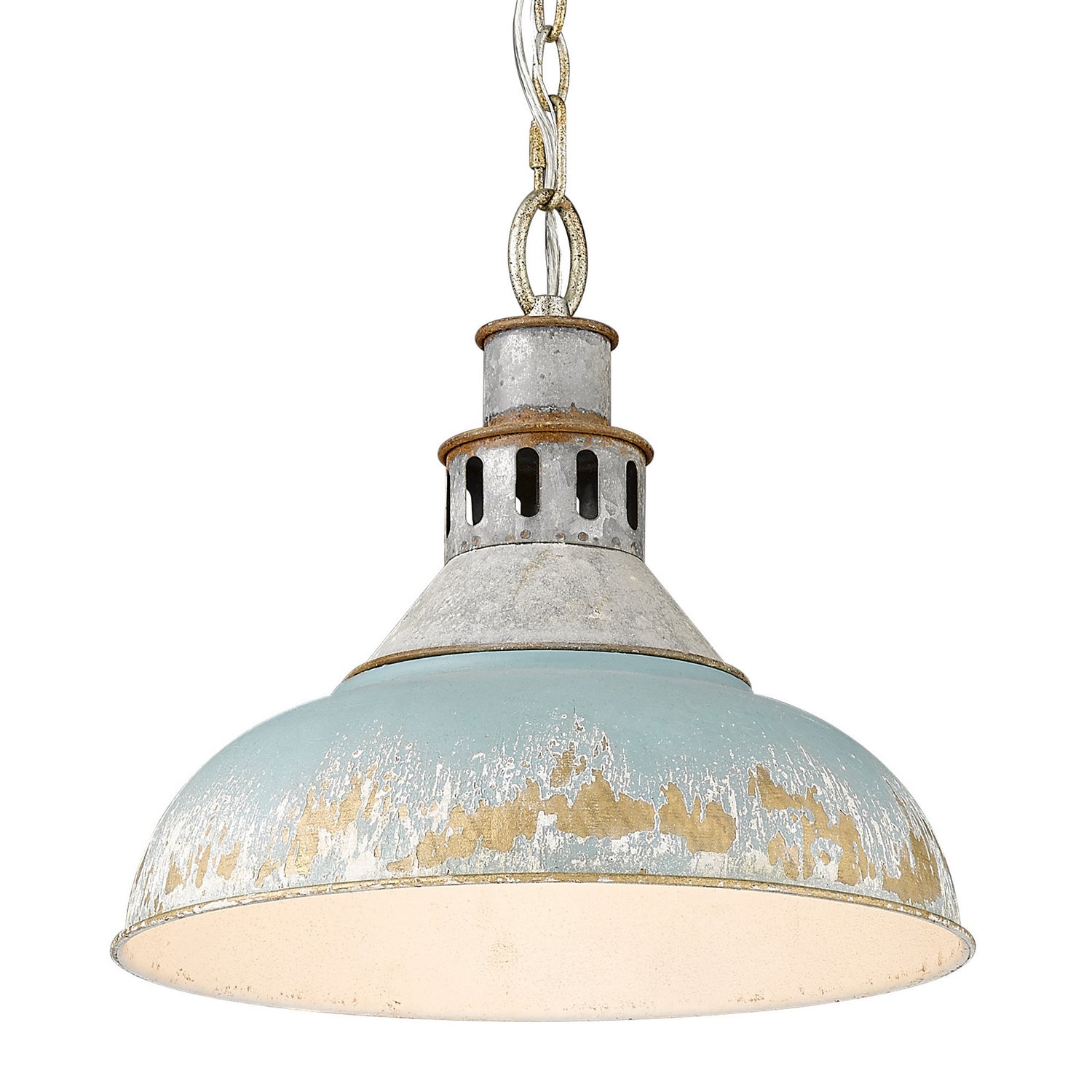 Golden - 0865-L AGV-TEAL - One Light Pendant - Kinsley - Aged Galvanized Steel